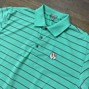Peter Millar Summer Comfort Blue Teal Striped Golf Polo Shirt Men's Sz XL Course